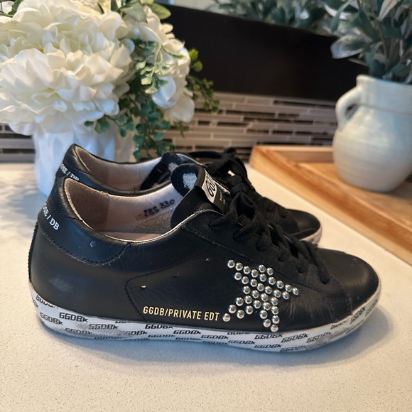 GGDB Golden Goose Deluxe Brand private EDT black superstar studded sneakers 37/7 - Picture 1 of 6